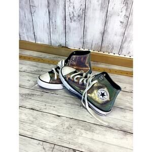 Converse Kids All Star Iridescent Green Blue Glitter High Top Trainer Size - 2.5